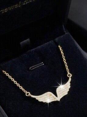 Delicate Gold Angel Wing Pendant Necklace